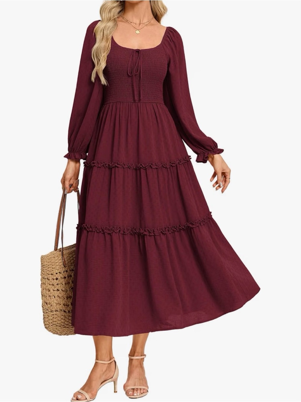 NWT Grace Karin Burgundy Maxi Dress
